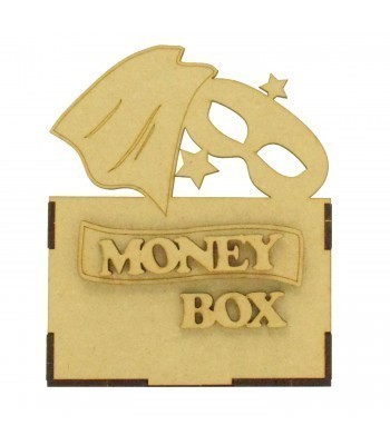 Laser Cut Small Money Box - Superhero Mask and Cape Design